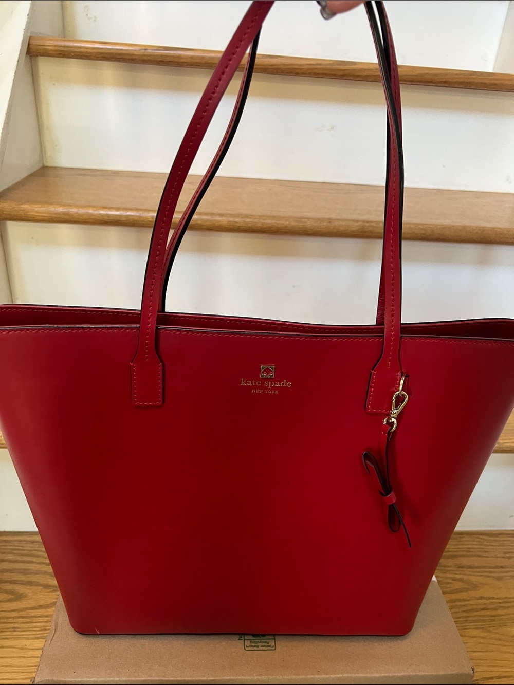 kate spade Red Leather Tote with Charm
